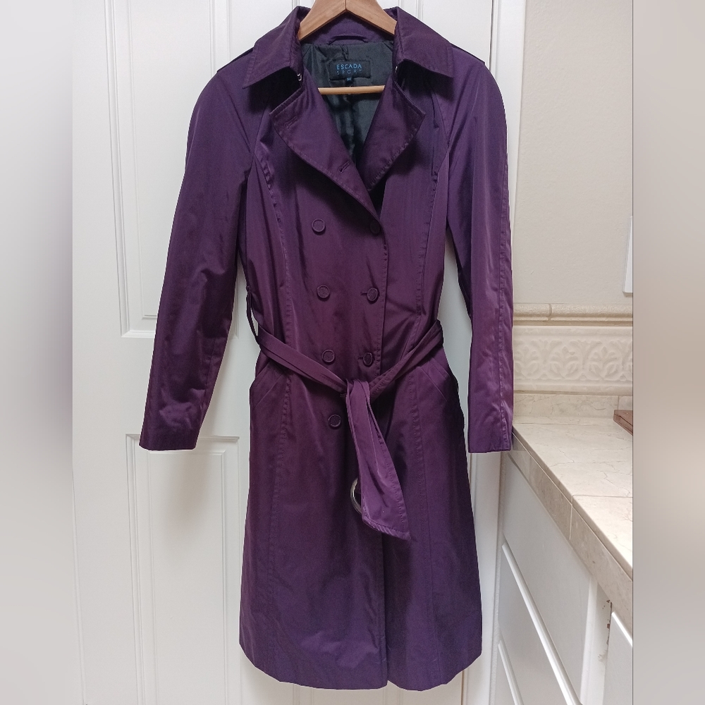 Escada purple trench coat size 34 small